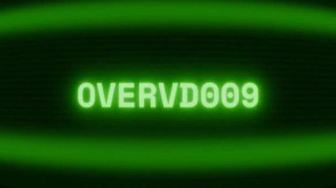 Old green CRT screen showing text OVERDRAFT appearing in random glitch and coding style