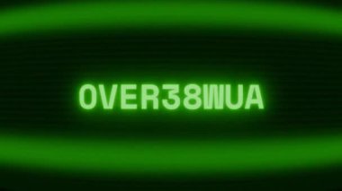 Old green CRT screen showing text OVERRIDE! appearing in random glitch and coding style