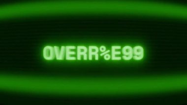 Old green CRT screen showing text OVERTEMP! appearing in random glitch and coding style