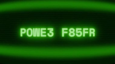 Old green CRT screen showing text POWER SURGE appearing in random glitch and coding style