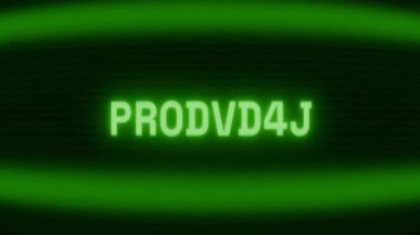 Old green CRT screen showing text PRODUCER appearing in random glitch and coding style
