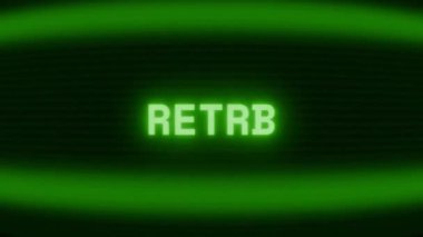 Old green CRT screen showing text RETRY appearing in random glitch and coding style