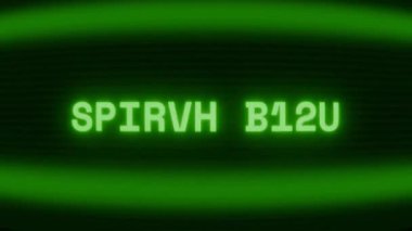Old green CRT screen showing text SPIRIT CALL appearing in random glitch and coding style