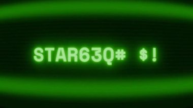 Old green CRT screen showing text STARTING UP appearing in random glitch and coding style