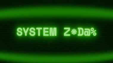 Old green CRT screen showing text SYSTEM ERROR appearing in random glitch and coding style