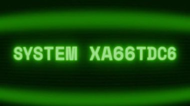 Old green CRT screen showing text SYSTEM OVERRIDE appearing in random glitch and coding style