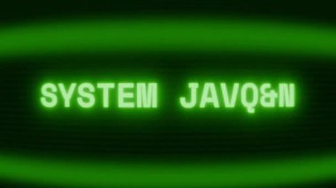 Old green CRT screen showing text SYSTEM UPDATE appearing in random glitch and coding style