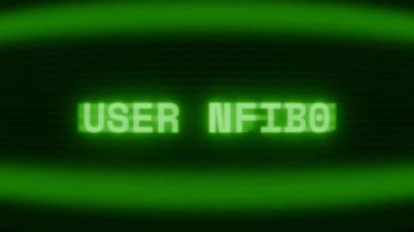 Old green CRT screen showing text USER LOGIN appearing in random glitch and coding style