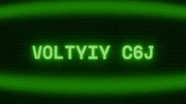 Old green CRT screen showing text VOLTAGE LOW appearing in random glitch and coding style