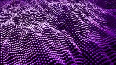 Soyut mor arkaplan, grup hareketleri dalgalı desen yüzeyi olarak yukarı ve aşağı. Yuvarlak fayanslar. Rastgele hücreler. Çokgen parlak yüzey. Fütürist. 3D tasarım, Endüstri Teknolojisi Tasarım Konsepti. 