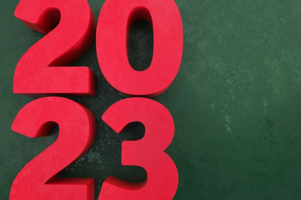 Yeni Yıl 2023 Kutlu Olsun Yeşil Zemin Üzerinde Numaralar Var — Stok fotoğraf