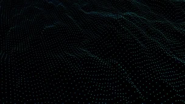 带立方体的蓝色背景 群运动波浪形表面 几何图形 随机细胞 未来主义的抽象 3D渲染说明 工业技术设计概念 — 图库视频影像