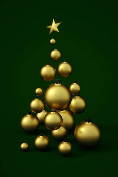 Toplardan Yapılmış Noel Ağacı 2023 Yılının Resmi — Stok fotoğraf