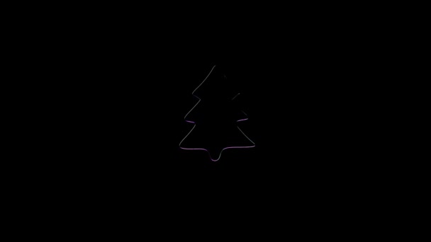 Bionische Neon Kerstboom Icoon Animatie — Stockvideo