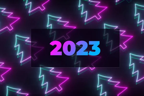 Neon 2023 Boże Narodzenie Tło Renderowania — Zdjęcie stockowe