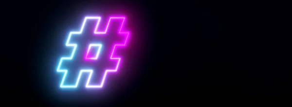 Neon Hashtag Render Panoramic Layout — Stock Photo, Image