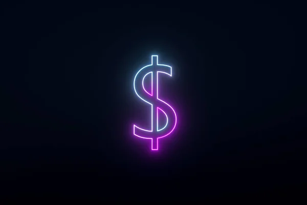 Neon Dollarzeichen Renderer — Stockfoto