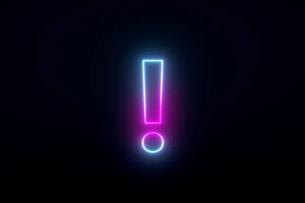 Neon Exclamation Mark Symbol Render — Stock Photo, Image