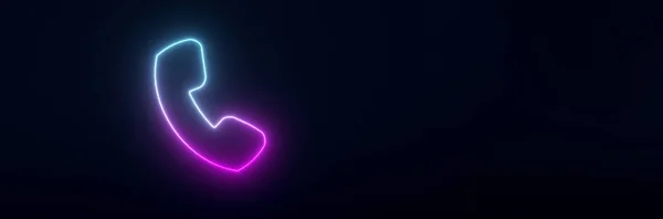 Neon Telefon Simgesi Görüntüleme Panoramik Düzen — Stok fotoğraf