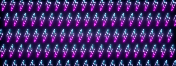 Neon Thunderbolt Pattern Rendering Panoramatický Obraz — Stock fotografie