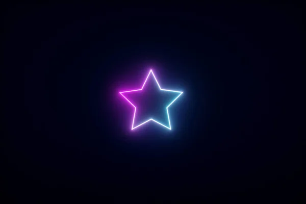 Neon Star Black Background Star Icon Render — Stock Photo, Image