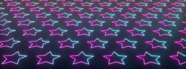 neon star pattern, 3d render, floor with stars, panoramic image