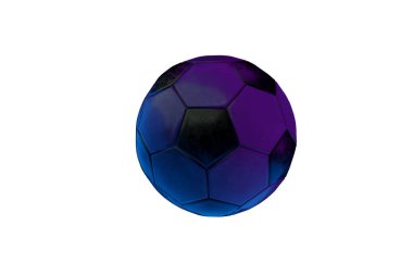 Beyaz zemin üzerinde izole edilmiş, neon ışıklı klasik futbol topu