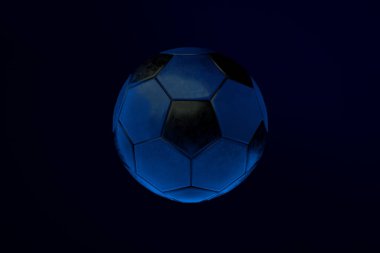 Koyu arkaplanda futbol topu, 3 boyutlu görüntüleme