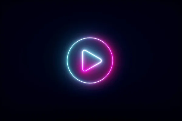 Neon Media Player Button Render — Stock Photo, Image