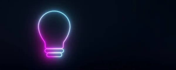 Neonglödlampa Symbol Render Panoramautsikt — Stockfoto