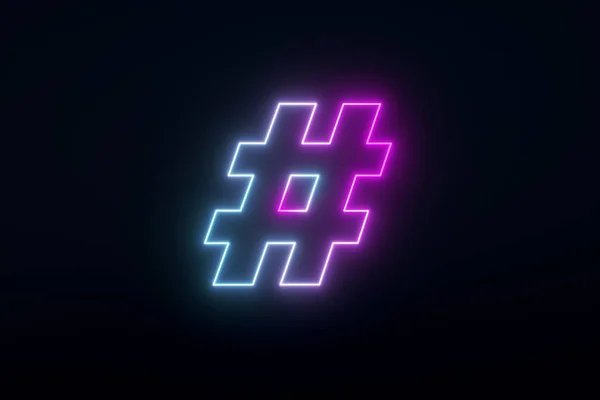 Neon Hashtag Render — Stockfoto