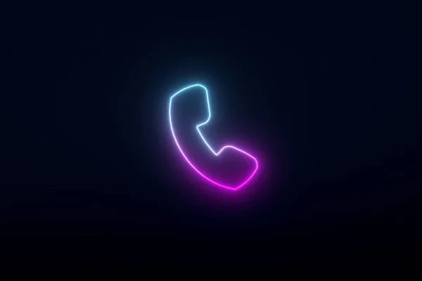 Ikona Telefonu Neonowego Renderowanie — Zdjęcie stockowe