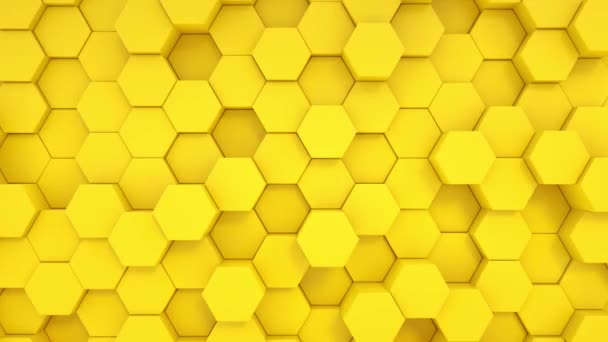 Абстрактная Геометрическая Поверхностная Петля Минимальная Желтая Шестиугольная Решетка Случайный Фон — стоковое видео