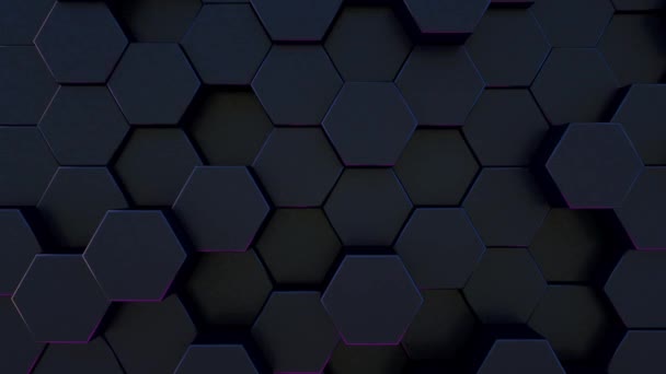 概要純壁建築の六角形幾何学的表面ループ 最小限の黒六角形グリッドパターン ランダムな手の動きの背景キャンバス シームレスループ 4Kアニメーション — ストック動画