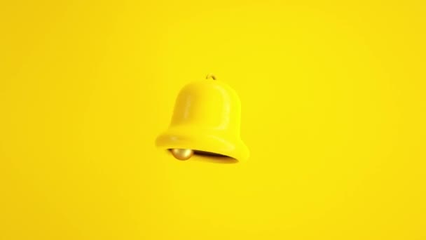 黄色の背景に通知ベルの3Dアニメーション — ストック動画