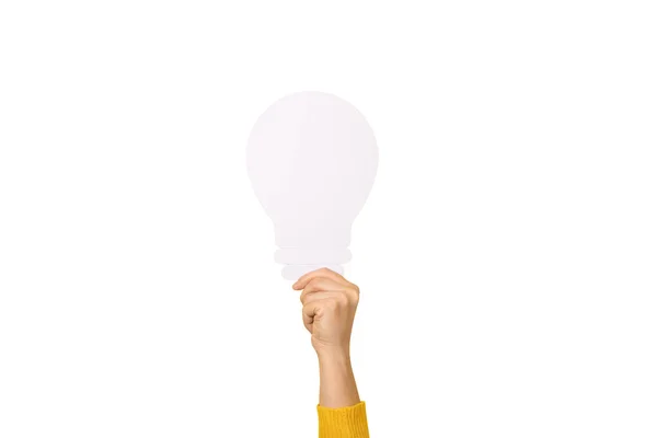 Glühbirne Der Hand Isoliert Auf Weißem Hintergrund — Stockfoto