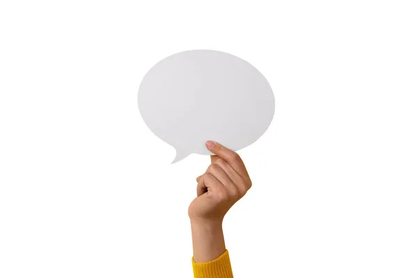 Dialogue Icon Blank Speech Bubble Hand Isolated White Background — Stock Photo, Image