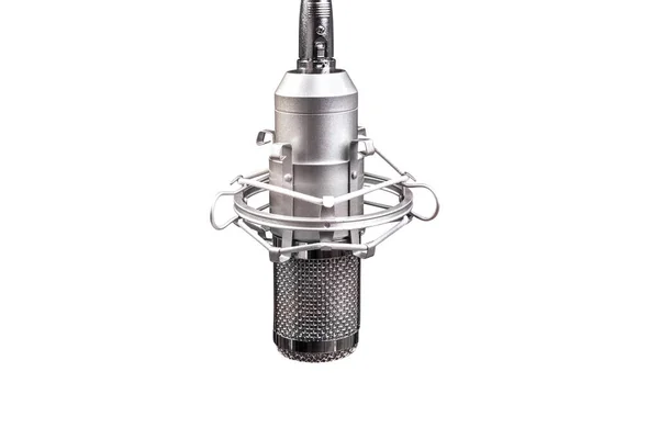Studio Mikrofon Isolerad Vit Bakgrund Stockbild
