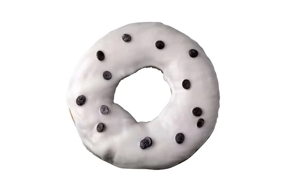 Пончики Білим Глазур Ізольовані Білому Фоні — стокове фото