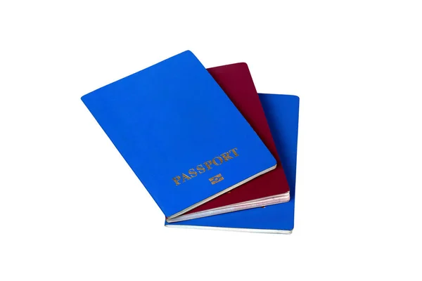 Three Passports Isolated White Background Concept Travel World — Stock Photo, Image