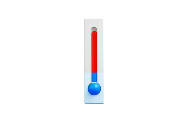 白の背景に隔離された寒さと暑さ 青と赤の温度計 3Dレンダリング 概念温度調節 — ストック写真