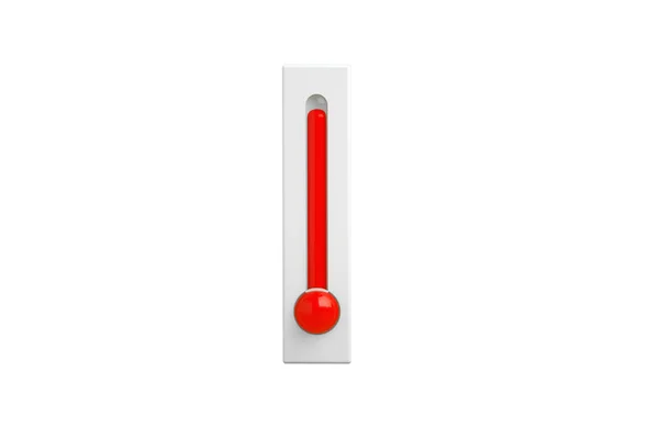夏季热概念 三维渲染白色背景下的摄氏度和费伦特隔绝温度计 — 图库照片