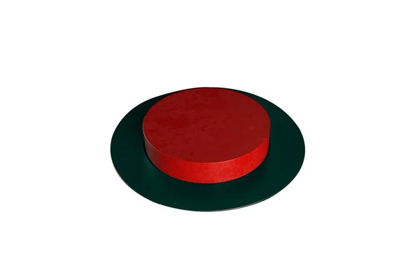 Botón Atómico Rojo Aislado Sobre Fondo Blanco Render —  Fotos de Stock
