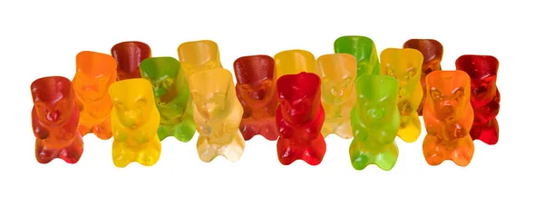 Flerfärgad Fruktgodis Form Grizzlybjörn Jelly Bear Isolerad Vit Bakgrund — Stockfoto