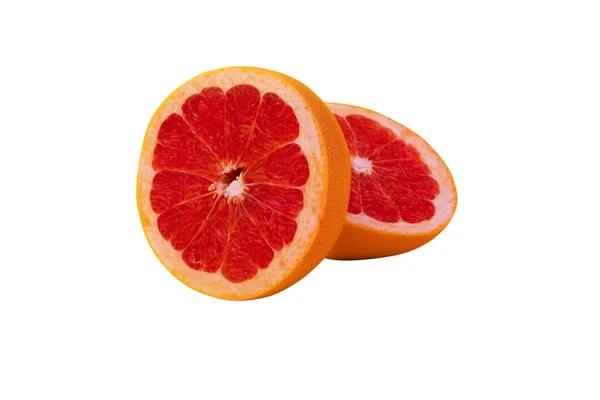 Ganze Und Scheiben Geschnittene Grapefruit Isoliert Auf Weißem Hintergrund — Stockfoto