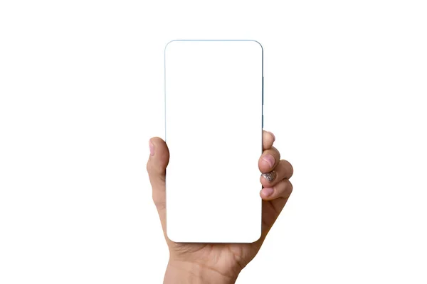 Smartphone Weiblicher Hand Isoliert Auf Weißem Hintergrund — Stockfoto