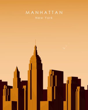  Manhattan, New York manzarası. Poster tasarımı.
