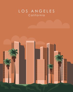 Poster tasarımı Los Angeles, California. Şehir görünümü