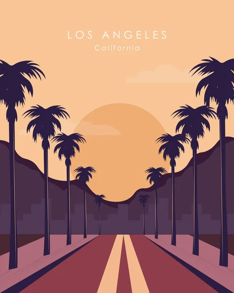  Seyahat posteri. Los Angeles, Kaliforniya, ABD. Kartpostal, afiş, poster, web sitesi tasarımı.