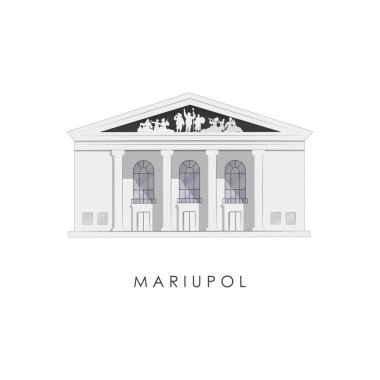   Vector illustration Mariupol Drama Theatre, Mariupol, Donetsk region, Ukraine. Mariupol before the war. Icon, isolated vector, architectural building, historical building. clipart